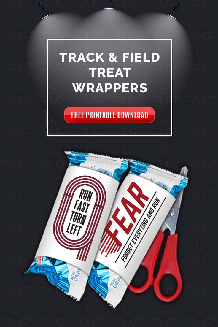Free Track & Field Treats printable wrapper download. If you have kids competing in Track & Field, chances are you will be called to provide snacks at some point. Be the best Track Mom with these Treat wrappers! via @SidelineWarrior